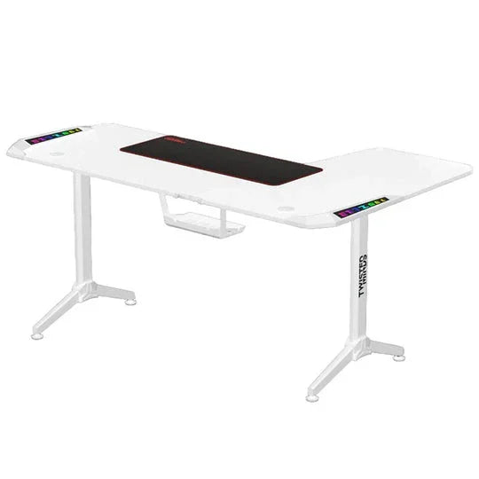 Twisted Minds Warrior L-Shaped RGB Gaming Desk (Left) White (160*100*75cm) - Tashqila Twisted Minds Warrior L-Shaped RGB Gaming Desk (Left) White (160*100*75cm) - Tashqila